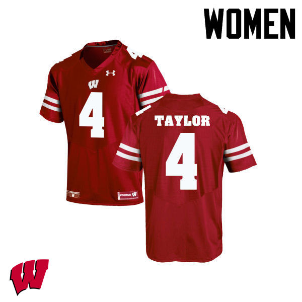 Wisconsin Badgers Women's #4 A.J. Taylor NCAA Under Armour Authentic Red College Stitched Football Jersey BH40N08QX